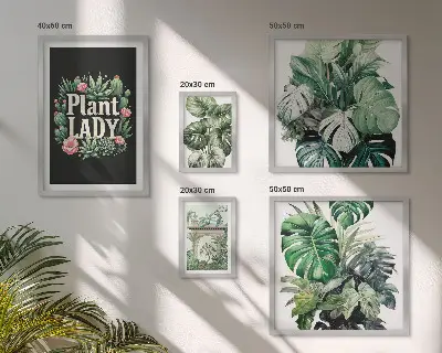 Tablou poliptic înrămat cu elemente botanice în stil boho