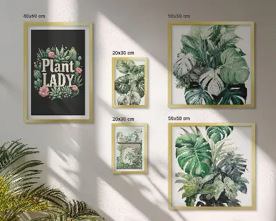 Tablou poliptic înrămat cu elemente botanice în stil boho