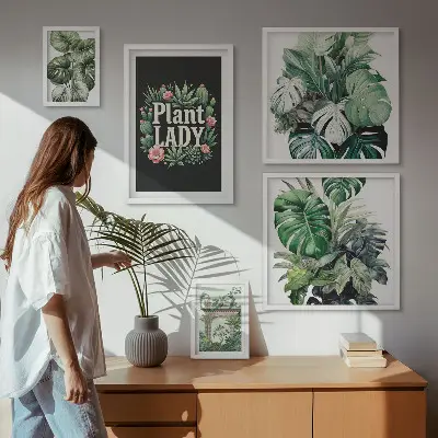 Tablou poliptic înrămat cu elemente botanice în stil boho