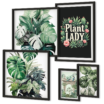 Polyptic înrămat Accente boho de verde plantat