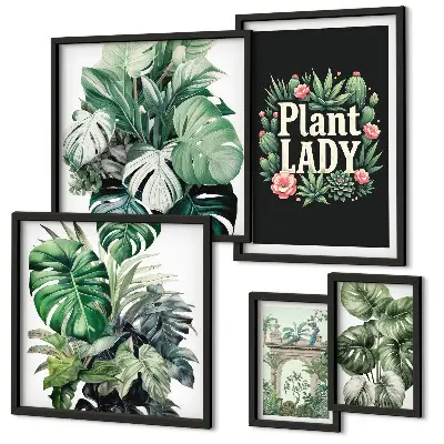 Tablou poliptic înrămat cu elemente botanice în stil boho