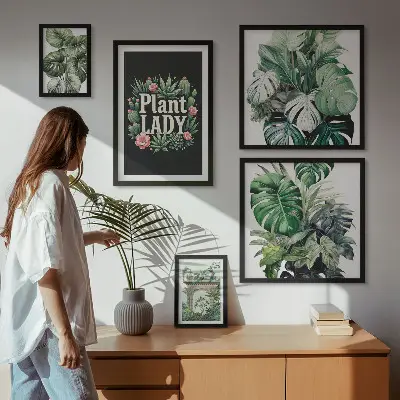 Tablou poliptic înrămat cu elemente botanice în stil boho