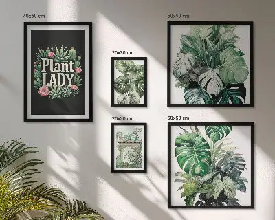 Tablou poliptic înrămat cu elemente botanice în stil boho
