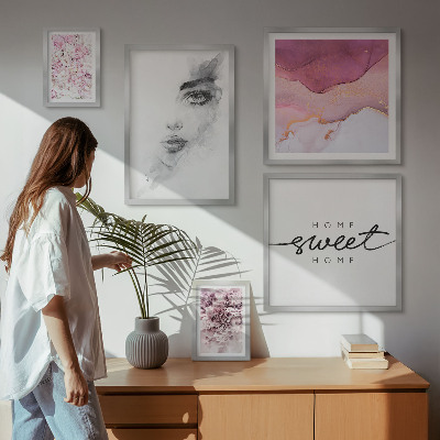 Decorațiune de perete set tablouri Portrete de femei, flori, pastel