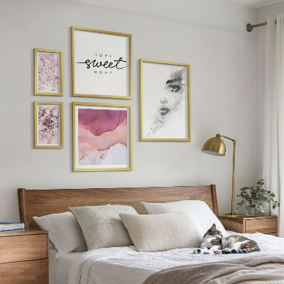 Decorațiune de perete set tablouri Portrete de femei, flori, pastel