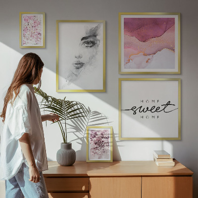 Decorațiune de perete set tablouri Portrete de femei, flori, pastel