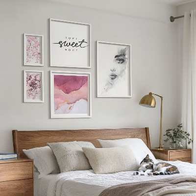 Decorațiune de perete set tablouri Portrete de femei, flori, pastel