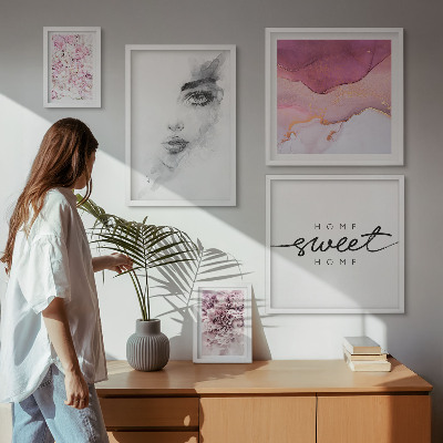 Decorațiune de perete set tablouri Portrete de femei, flori, pastel