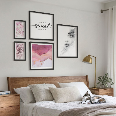 Decorațiune de perete set tablouri Portrete de femei, flori, pastel