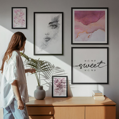 Decorațiune de perete set tablouri Portrete de femei, flori, pastel