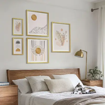 Tablou din piese multiple înrămat cu design de plante minimaliste elegante