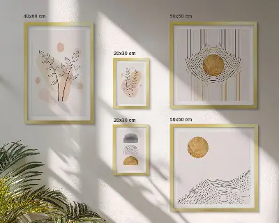 Tablou din piese multiple înrămat cu design de plante minimaliste elegante