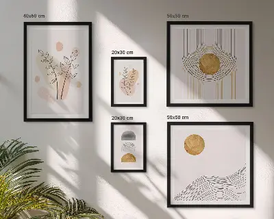 Tablou din piese multiple înrămat cu design de plante minimaliste elegante