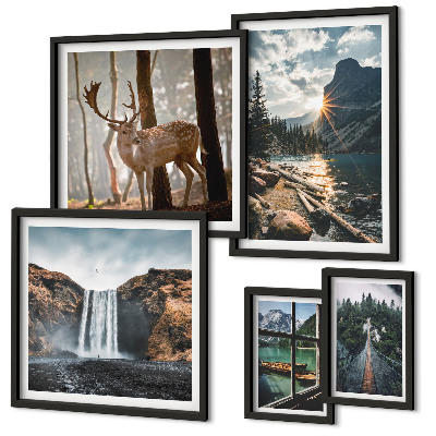 Decorațiune de perete set tablouri Peisaje natură cascade faună
