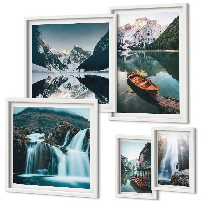 Decorațiune de perete set tablouri Cascadele lacului de munte