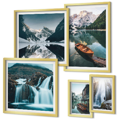 Decorațiune de perete set tablouri Cascadele lacului de munte