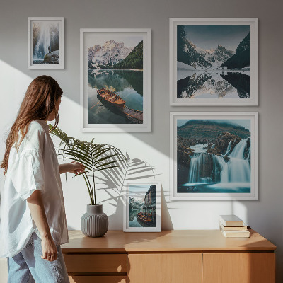 Decorațiune de perete set tablouri Cascadele lacului de munte
