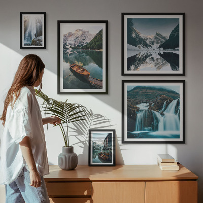 Decorațiune de perete set tablouri Cascadele lacului de munte