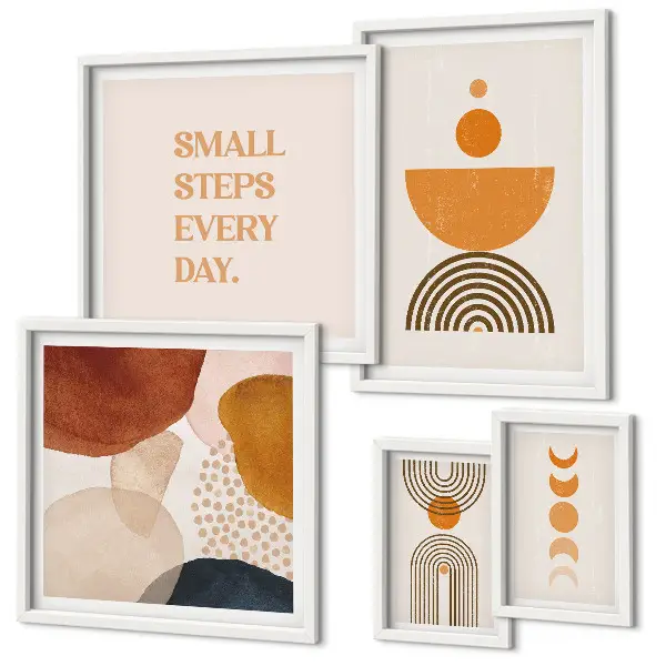 Set de tablouri decorative pentru perete cu grafică elegantă în tonuri pământii
