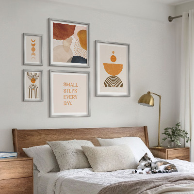 Decorațiune de perete set tablouri Grafică elegantă în tonuri pământii