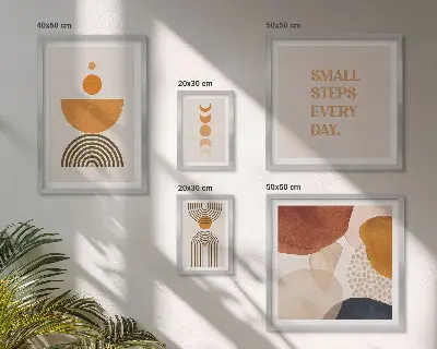 Set de tablouri decorative pentru perete cu grafică elegantă în tonuri pământii