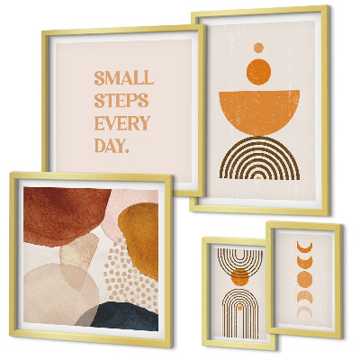 Decorațiune de perete set tablouri Grafică elegantă în tonuri pământii