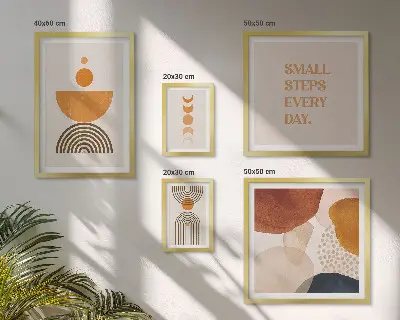 Set de tablouri decorative pentru perete cu grafică elegantă în tonuri pământii