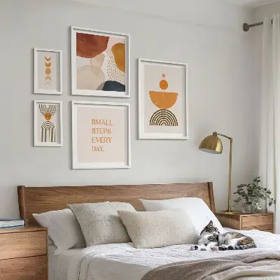 Set de tablouri decorative pentru perete cu grafică elegantă în tonuri pământii