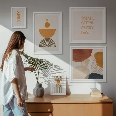 Set de tablouri decorative pentru perete cu grafică elegantă în tonuri pământii