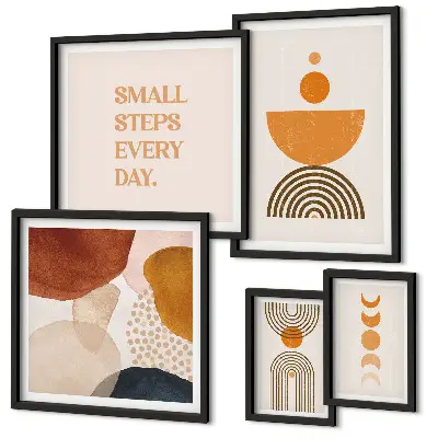 Set de tablouri decorative pentru perete cu grafică elegantă în tonuri pământii