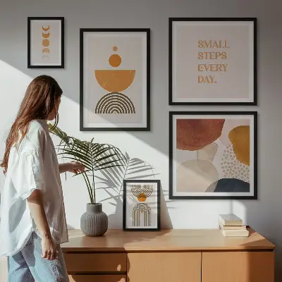 Set de tablouri decorative pentru perete cu grafică elegantă în tonuri pământii