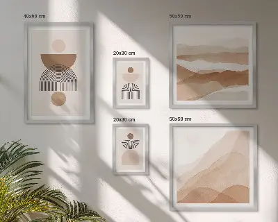 Compoziții abstracte ale pământului tablou poliptic înrămat