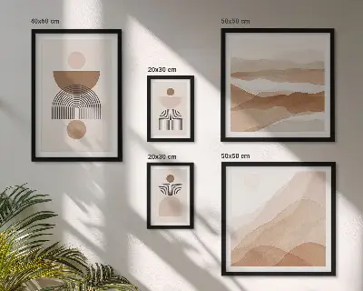 Compoziții abstracte ale pământului tablou poliptic înrămat