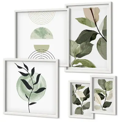 Tablou poliptic înrămat cu motive vegetale scandinave