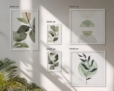 Tablou poliptic înrămat cu motive vegetale scandinave
