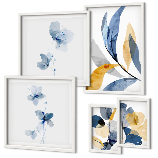 Decorațiune de perete set tablouri Motive vegetale în interioare pastelate
