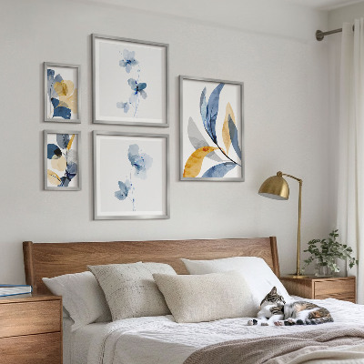 Decorațiune de perete set tablouri Motive vegetale în interioare pastelate
