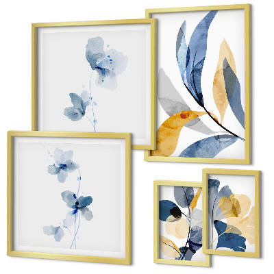Decorațiune de perete set tablouri Motive vegetale în interioare pastelate