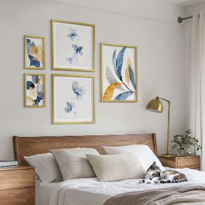 Decorațiune de perete set tablouri Motive vegetale în interioare pastelate