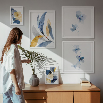 Decorațiune de perete set tablouri Motive vegetale în interioare pastelate