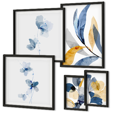 Decorațiune de perete set tablouri Motive vegetale în interioare pastelate