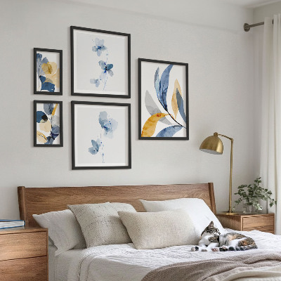 Decorațiune de perete set tablouri Motive vegetale în interioare pastelate