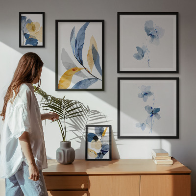 Decorațiune de perete set tablouri Motive vegetale în interioare pastelate