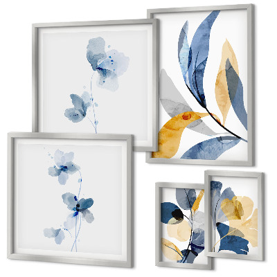 Decorațiune de perete set tablouri Motive vegetale în interioare pastelate