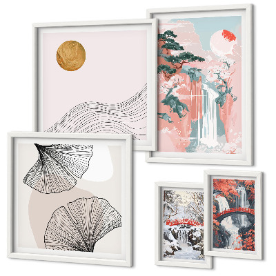 Decorațiune de perete set tablouri Peisaje cu cascade în Japonia