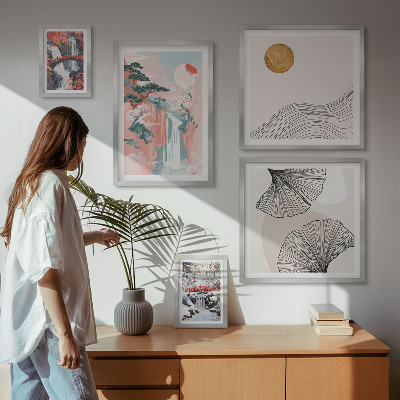 Decorațiune de perete set tablouri Peisaje cu cascade în Japonia