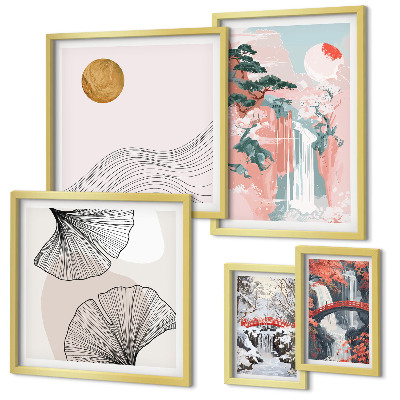 Decorațiune de perete set tablouri Peisaje cu cascade în Japonia