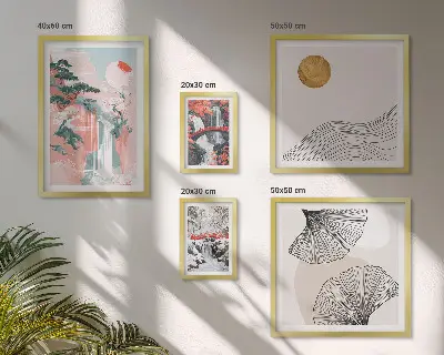 Set tablouri decorative pentru perete cu peisaje reprezentând cascade în Japonia