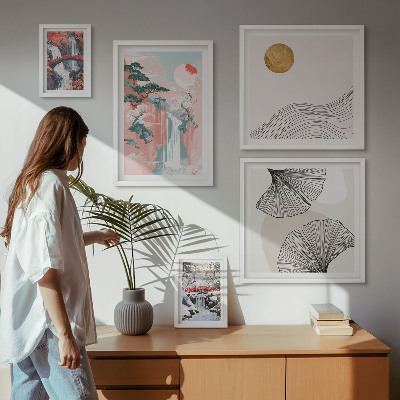 Decorațiune de perete set tablouri Peisaje cu cascade în Japonia