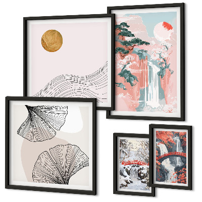 Decorațiune de perete set tablouri Peisaje cu cascade în Japonia